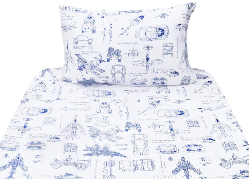 J-pinno Cars Tank Helicopter Aircraft Military Transport Vehicles Twin 100% Cotton 3 Pieces Sheet Set for Kids Boys Children Flat Sheet + Fitted Sheet + Pillowcase Bedding Set - Image 1